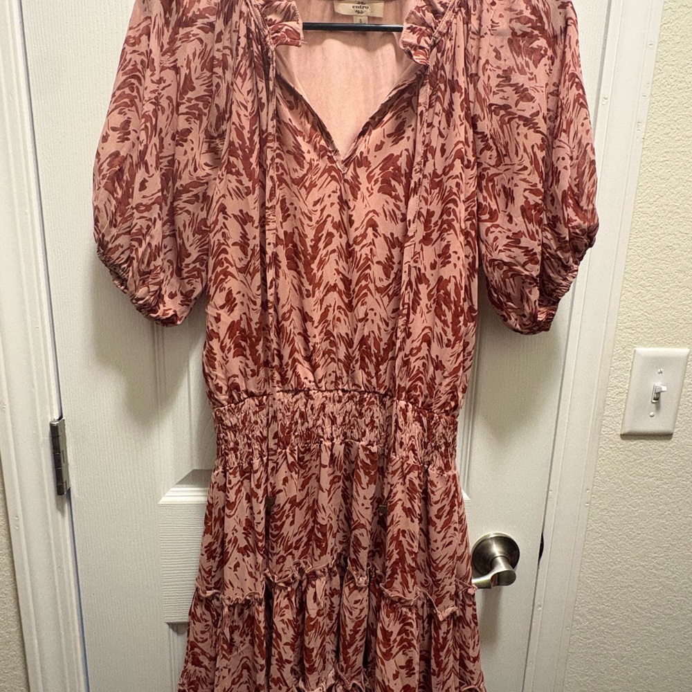 Entro Pink and Red Patterned Dress